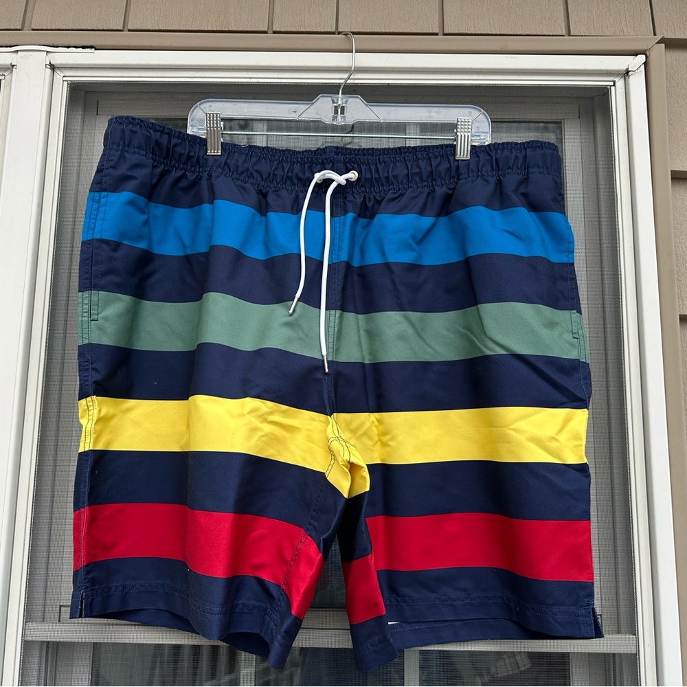 Lands' End Multicolor Striped Swim Shorts